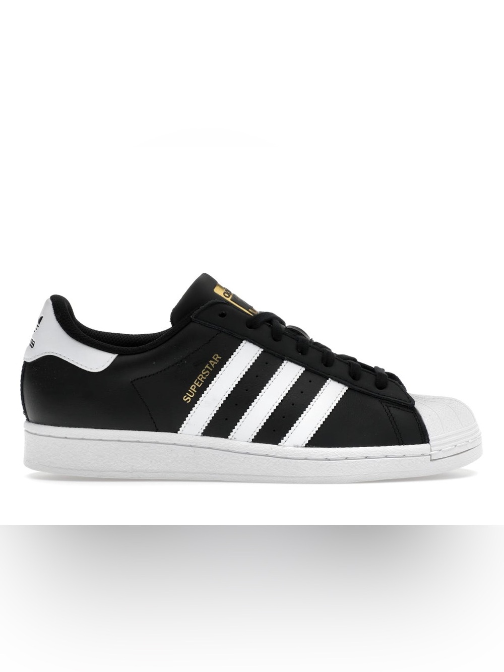 Adidas Superstar Leather Sneaker - Black White with Gold Tongue Logo - Picture 9 of 9